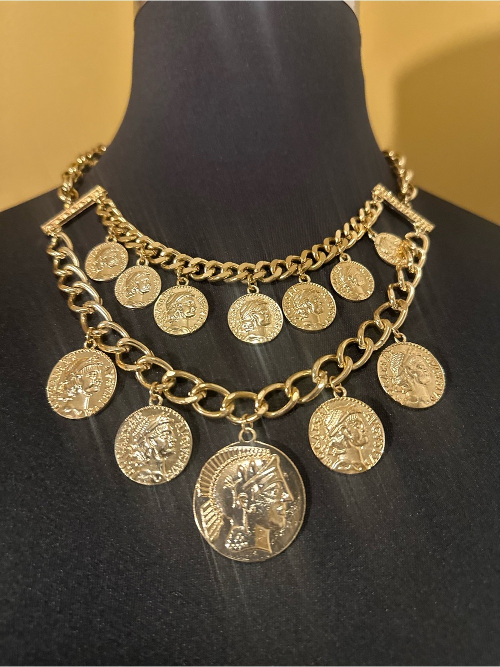 Gold Tone Coin Layered Necklace - Women Jewelry